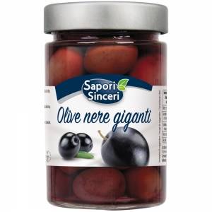 Schwarze Riesenoliven im eigenen Saft